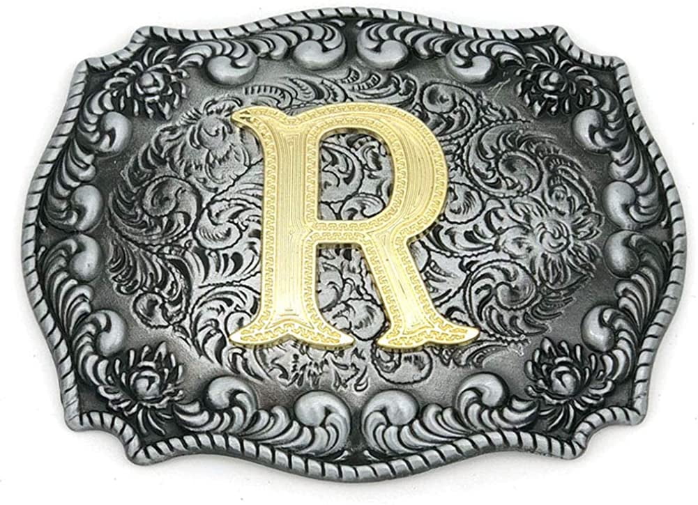 Western Belt Buckle Initial Letters ABCDEFG to YCowboy Rodeo Silver