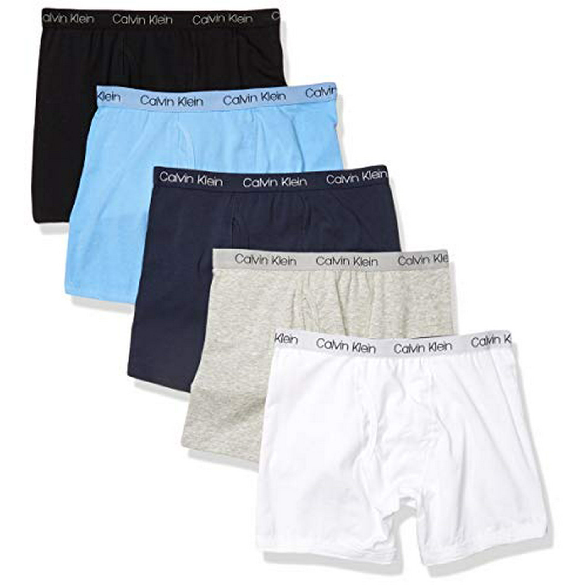 Calvin Klein Boys Modern Cotton Assorted Boxer Briefs Underwear 5 Pack Black Grey White Light Blue Navy Large Walmart