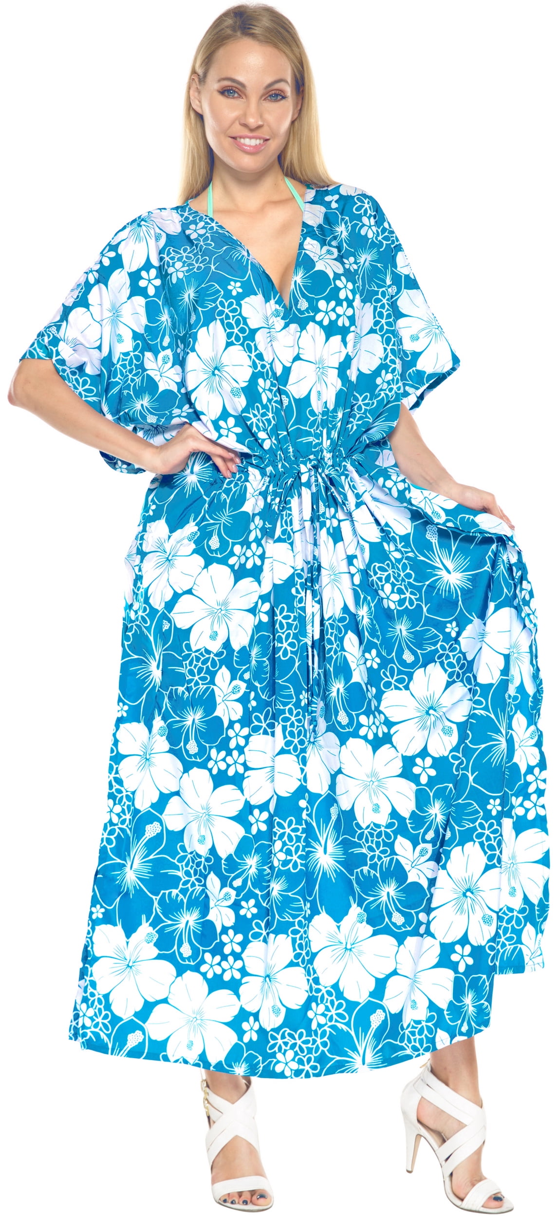 Long Caftan Dress Kimono Cover up Beachwear Womens Swimsuit Gown Bathing Suit