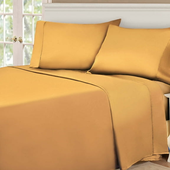 BNM Egyptian Cotton 530 Thread Count Sheet Set, Twin XL Size, Gold
