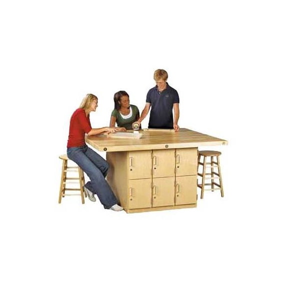 4-Station Workbench w 12 Lockers (w 4 Vises)