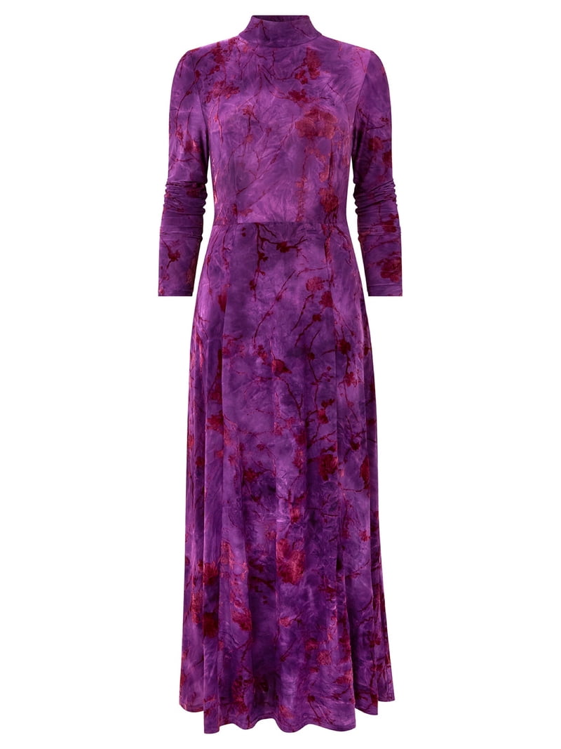 Joe Browns Mockneck Burnout Midi Dress - S, Purple Vine Joe Browns Mockneck Burnout Midi Dress - S, Purple Vine