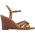 thumbnail image 6 of Cole Haan Jitney Knot Pecan Leather Ankle Strap Open Toe Wedge Heeled Sandals (Pecan Leather, 6), 6 of 6