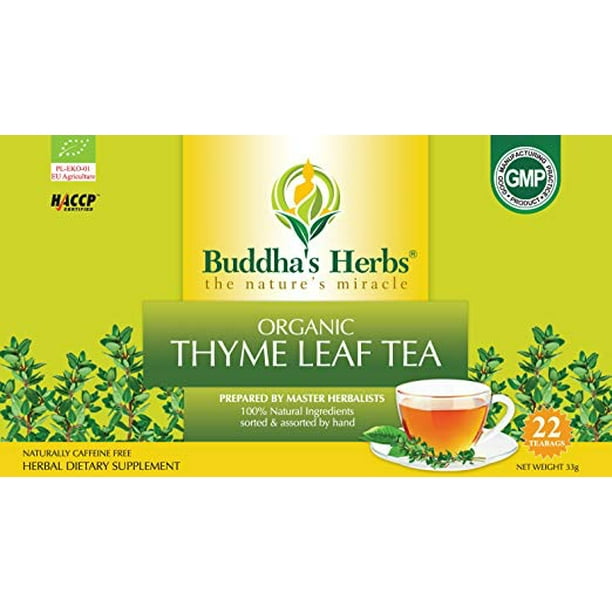 Buddha's Herbs Premium Organic Thyme Leaf Tea, 44 Tea Bags (Pack of 2)