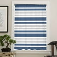thumbnail image 4 of Navy Blue Stripes Semi Sheer Curtains Drapes for Living Room,Bedroom,French Doors Window 96 Inches Long,Modern Minimalist Horizontal Ombre Lines Rod Pocket Chiffon Curtain Drapery Voile Drape Panel, 4 of 6
