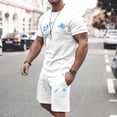 thumbnail image 5 of Afdoent Mens Two Piece Outfits Comfortable Short Sleeve T Shirt And Shorts Summer Outfit Oversized Sports Clothing Mens Fitness Suit Beach Clothes Comfort, 5 of 6