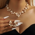 thumbnail image 5 of AEXTO Pearl Bride Wedding Jewelry Set Faux Pearls Crystal Rhinestone Necklace Earrings Bracelet Sets for Women Bridesmaid, 5 of 24