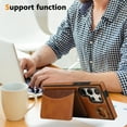 thumbnail image 6 of for Samsung Galaxy S24 Wallet Case with Card Holder - PU Leather Case for Women & Girls, Wrist Hand Strap, Secure Finger Ring, Shockproof Protective Phone Cover for Galaxy S24, Brown, 6 of 6