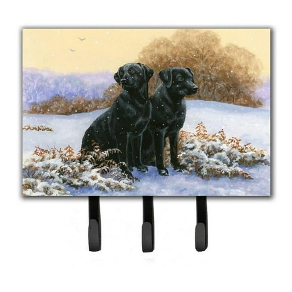 Black Labradors in the Snow Leash or Key Holder