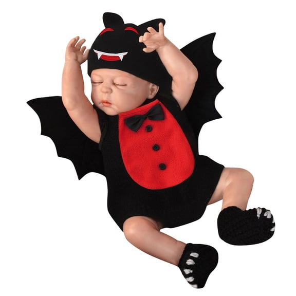 Bat Baby Romper 3-Piece Winged Outfit with Hat Booties for Halloween, 6-12 Months