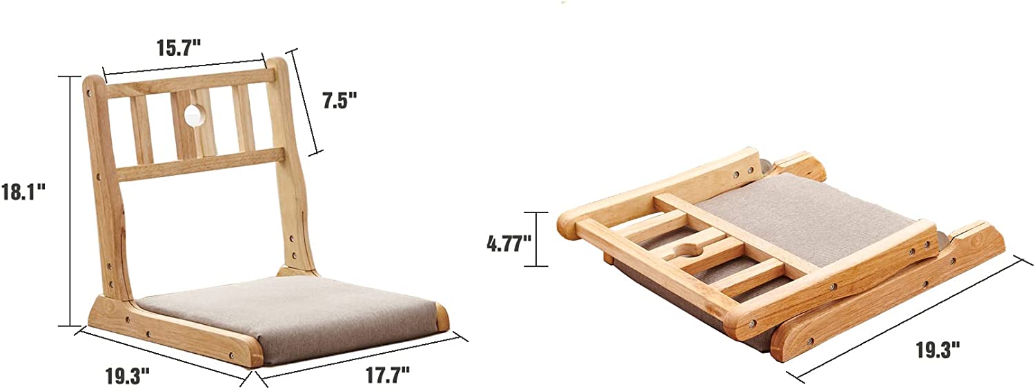 Portable Floor Chair Japanese Style Legless Tatami Chair with Back