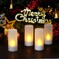 thumbnail image 2 of Juego de 12 velas LED recargables con luz cálida y diseño realista, perfectas para decorar en Navidad, bodas o fiestas. Incluyen base de carga USB, copas de vidrio esmerilado y cable. Seguras,, 2 of 7