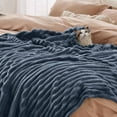 thumbnail image 3 of 3D Jacquard Throw Blanket - Ultra Soft Cozy Warm Fluffy Blanket for Couch Bed Sofa - Lightweight Decorative Striped Throw for All Season Use Home Decor, 3 of 4