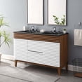 thumbnail image 2 of Double Sink Vanity Cabinet, White Walnut Black, Wood, Mid Century Hotel Bedroom Bathroom, Modern Contemporary HB33662, 2 of 11