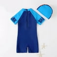 thumbnail image 3 of URMAGIC 1-7T Toddler Baby Boys Short Sleeve Dinosaur Shark Rashguard One-Piece Swimsuit with Hat, 3 of 7