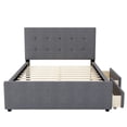 thumbnail image 6 of EUROCO Queen Size Linen Upholstered Platform Bed with Two Drawers, for Adults, Gray, 6 of 9