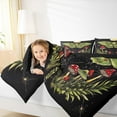 thumbnail image 4 of jejeloiu Red Mushroom Bedding Comforter Set,Green Moth Twin Comforter Sets,Tropical Botanical Leaves Bedding Set For Girl Child,Microfiber Bedroom Decor Reversible,2pcs, 4 of 8