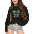 thumbnail image 1 of PMVFHDE Chandails en Molleton pour Filles Automne et Hiver Imprimé Lettre Col Rond Manches Longues Noir, 5-6 Ans, 1 of 6