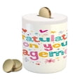 thumbnail image 1 of Engagement Party Piggy Bank, Congratulations Theme Hearts Spots Floral Detail Art Print, Ceramic Coin Bank Money Box for Cash Saving, 3.6" X 3.2", Multicolor, by Ambesonne, 1 of 4