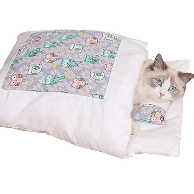 Sac de Couchage pour Chat Chaud - Lit pour Animaux Amovible pour l'Hiver
