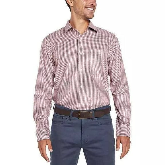 Banana Republic Men's Non-Iron Slim Fit Dress Shirt (Red, XL)