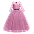 thumbnail image 5 of IDOPIP Flower Girls Vintage Lace Dress Kids 3/4 Sleeve Tulle Dresses Wedding Party Prom Ball Gown, 5 of 8