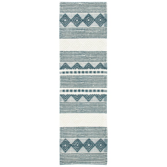 SAFAVIEH Natura Carly Geometric Runner Rug, Dark Green/Ivory, 2'3" x 8'