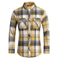 thumbnail image 2 of IWRICH Men's Flannel Shirt Casual Regular Fit Long Sleeve Button down Plaid Shirt with Flap Pockets Light Yellow XXXXL, 2 of 7
