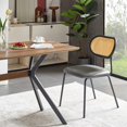 thumbnail image 2 of 2 Grey Modern Simple Style Dining Chair PU Leather Black Metal Pipe PP Back, 2 of 13