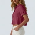 thumbnail image 4 of GUACER Women's Cropped Button Down Shirts Casual Cotton Linen Short Sleeve Tops Summer Collared Blouses for Ladies, 4 of 7