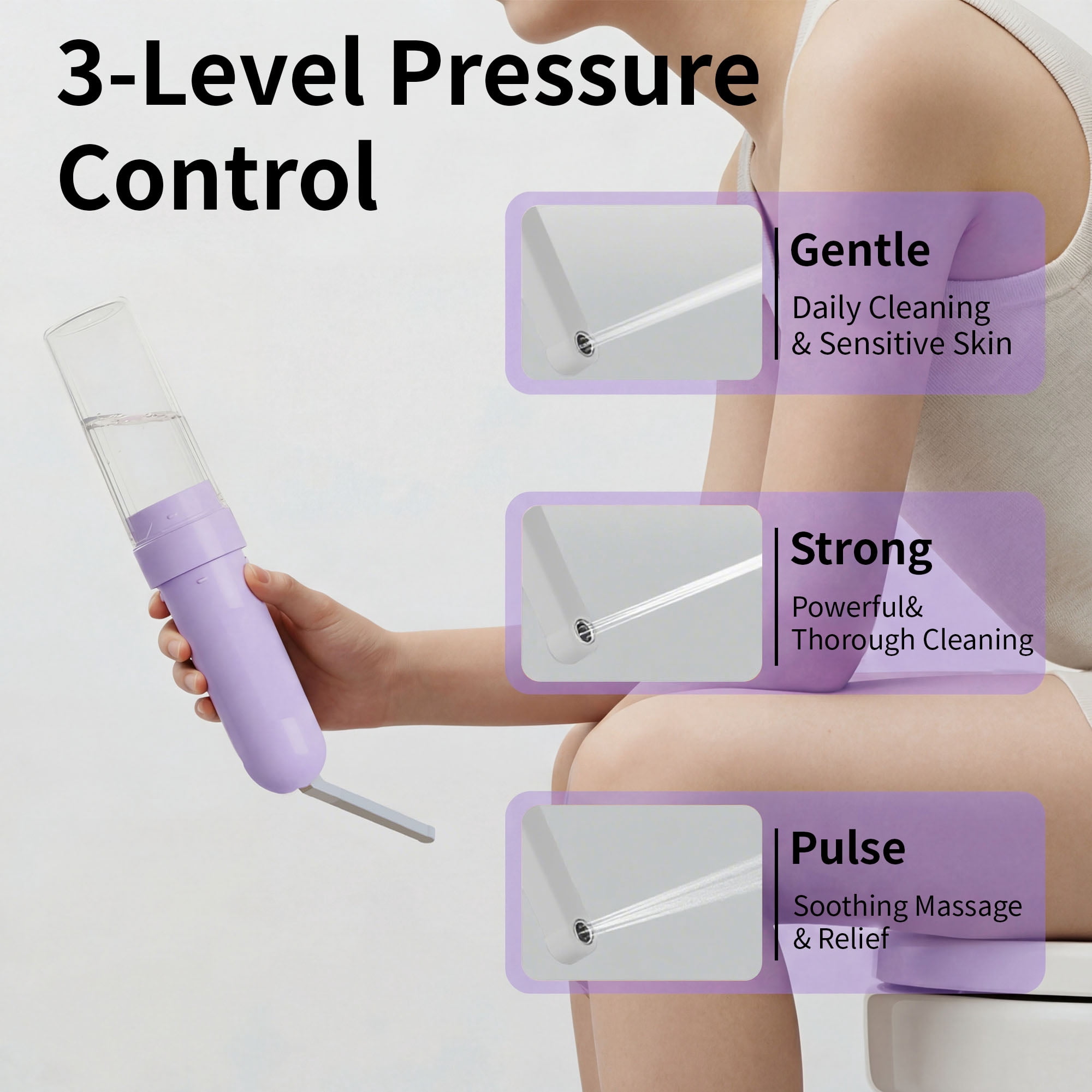 Portable Bidet for Travel, Personal Hygiene Sprayer Bottle Buddy for Women & Men, Mobile Bidets Portatil for Toilet,Rechargeable Electric Handheld High-Pressure Foldable USB-C Battery-Powered-Purple