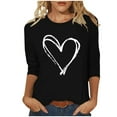 thumbnail image 2 of Goodtrade8 Womens Plus Size Tops 3/4 Sleeve Spring Pullover Valentine Crew Neck Holiday Graphic Summer Trendy T-Shirts for Women Cute, 2 of 5