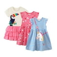 thumbnail image 6 of Bellafa 100% Cotton Toddler Little Girl's Ruffled Sleeve Skater For 2-7 Years Kids Casual Striped Sundress -Unicorn 2T, 6 of 6