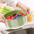 thumbnail image 4 of Thickened Double-layer Vegetable Washing Basin- Plastic Drainage Basket-leaking Basin- Vegetable Blue Washing Basin-household Kitchen Fruit Washing, 4 of 7