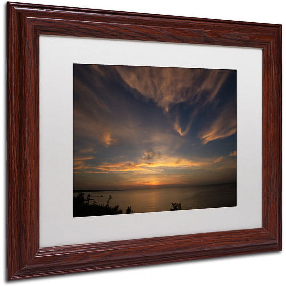 Trademark Fine Art "Another Amazing Sunset on Lake Erie" Canvas Art by Kurt Shaffer White Matte, Wood Frame