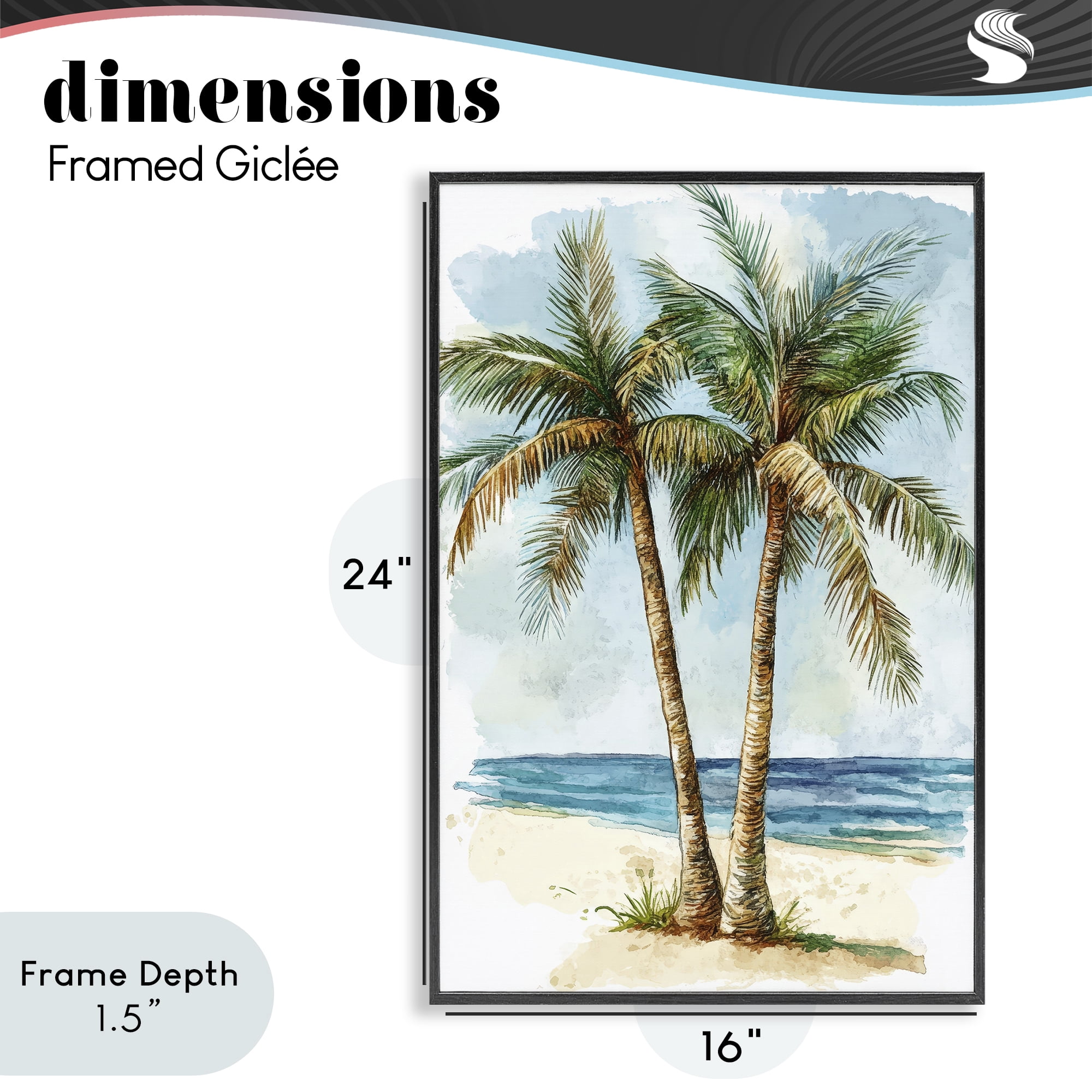 Stupell Industries Illustrated Palm Tree Duo Black Framed Giclee Art, design by Petal Prints Design
