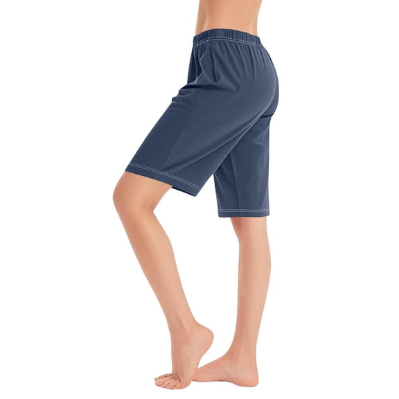 cocolona Womens Summer Casual Beach Shorts Elastic Waist Drawstring Lounge Athletic Knee Length Shorts with Pocket