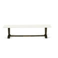 thumbnail image 3 of Pemberly Row V-Style 15x72" Wood Dining Bench in Jacobean/Linen White, 3 of 5