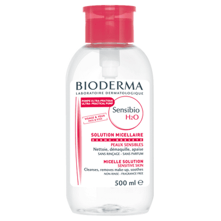 Bioderma Sensibio H2O Micellar Water, Cleansing and Make-Up Removing Solution, Reversed Pump, 16.7 Fl.