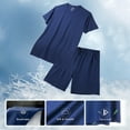 thumbnail image 4 of DG Hill Rayon Mens Pajamas Set, Summer Cool Pants Short Soft pjs for Men, Mens pjs Shorts and Top, Navy L, 4 of 9