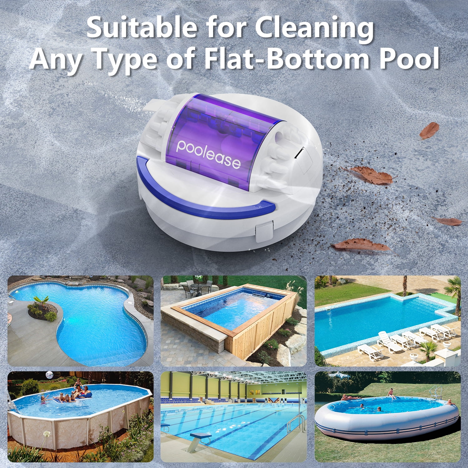 Poolease Cordless Robotic Automatic Pool Cleaner, Dual 45W Motors, Self-Parking, for In-Ground & Above Ground Pools