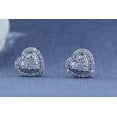 thumbnail image 3 of Dazzlingrock Collection Round White Diamond Outlined Heart Halo Style Screwback Stud Earrings for Women (0.34 ctw, Color I-J, Clarity I2-I3) in 10K White Gold, 3 of 6