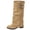 Khaki, variant on Xfvqtps Knee High Boots for Women Fold over Buckle Strap Block Low Heel Round Toe Suede Tall Boots