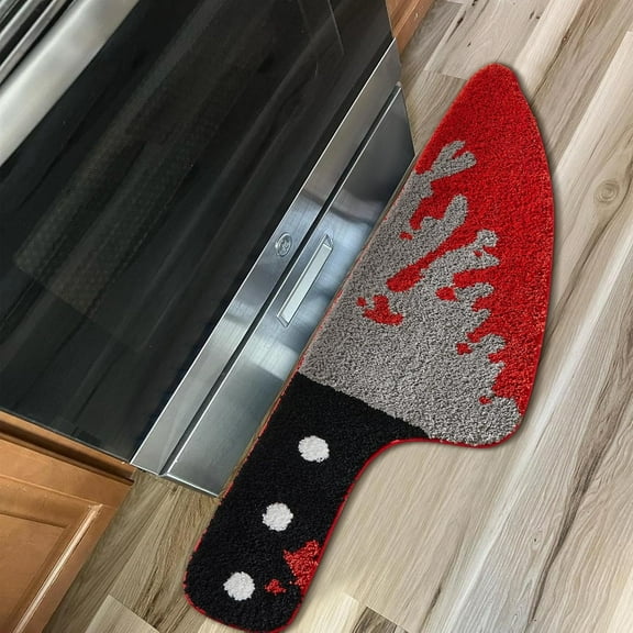 Scream Knife Rug 15’’W x 47’’L Horror Movie Gothic Area Rubber Rugs Non Slip, Cute Vintage Halloween Accent Throw Rugs for Kitchen Bathroom Bedroom Indoor Doormat Soft