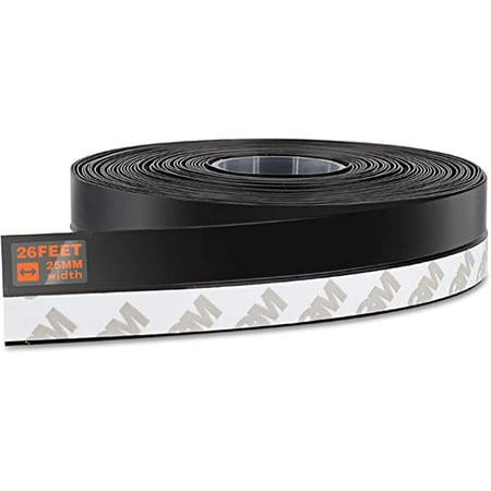 

35MM Black Silicone Seal Strip for Doors and Windows - 26 Feet Door Weather Stripping with Adhesive Tape - Flexible Resilient and Durable