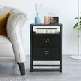 thumbnail image 5 of Javlergo 2-Drawer Nightstand with Tempered Glass Top, Set of 2 Charcoal Grey, 5 of 5