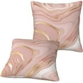 thumbnail image 6 of Pink and Gold Marble Throw Pillow Covers 18"x18" Set of 2, Abstract Art Modern Decorative Pillows Case Outdoor Cushion Covers for Couch Sofa Bed Home Decor, 6 of 6