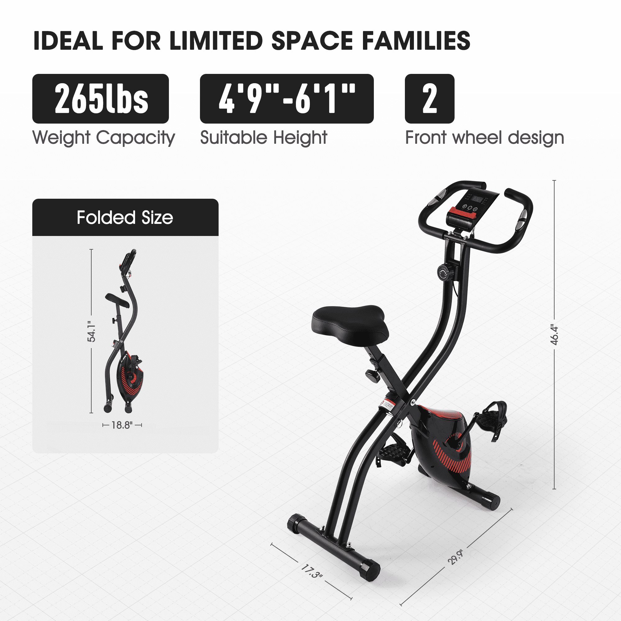 MaxKare 3 in 1 Folding Exercise Bike with Resistance Bands and LCD Monitor in Cote dIvoire at XOF 106208 Rating 5