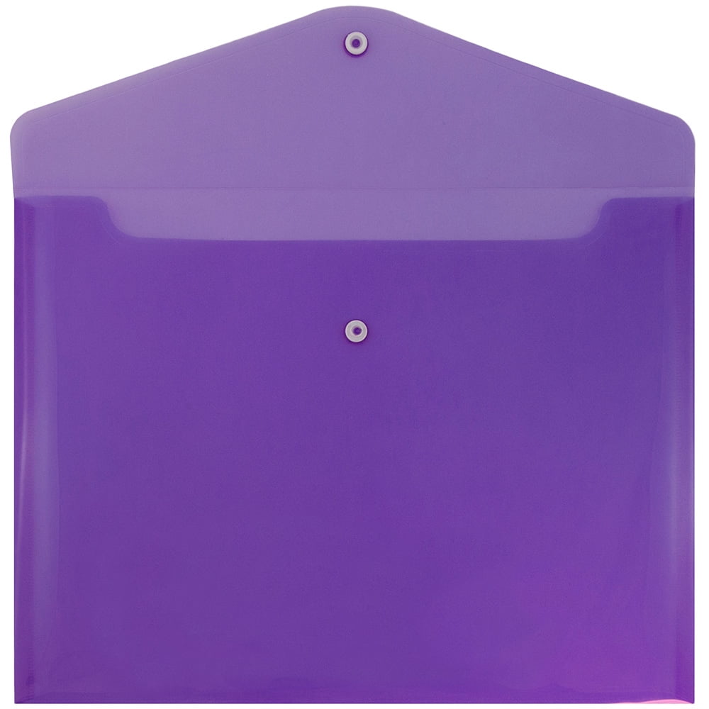 JAM Paper Plastic Envelopes with Snap Closure, Letter Booklet, 9 3/4 x 13, Purple, 3/Pack