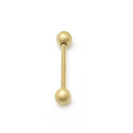 Gold Tongue Ring Barbell Surgical Steel 14G Sand Finish Nipple Navel Ring Jewelry